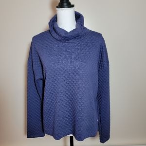 Apana blue quilted sweatshirt with funnel neck size large